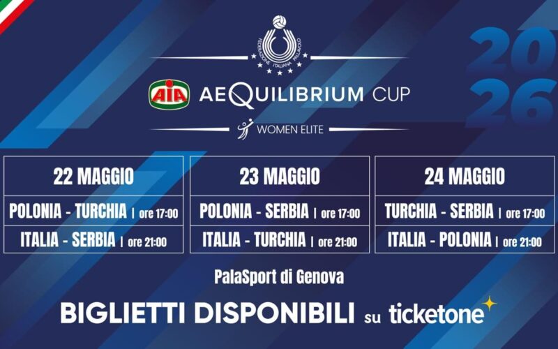 SPORT, AIA AEQUILIBRIUM CUP WOMEN ELITE DI VOLLEY FEMMINILE: GIOVEDÌ UN ALLENAMENTO APERTO AL PUBBLICO IN ATTESA DEL QUADRANGOLARE